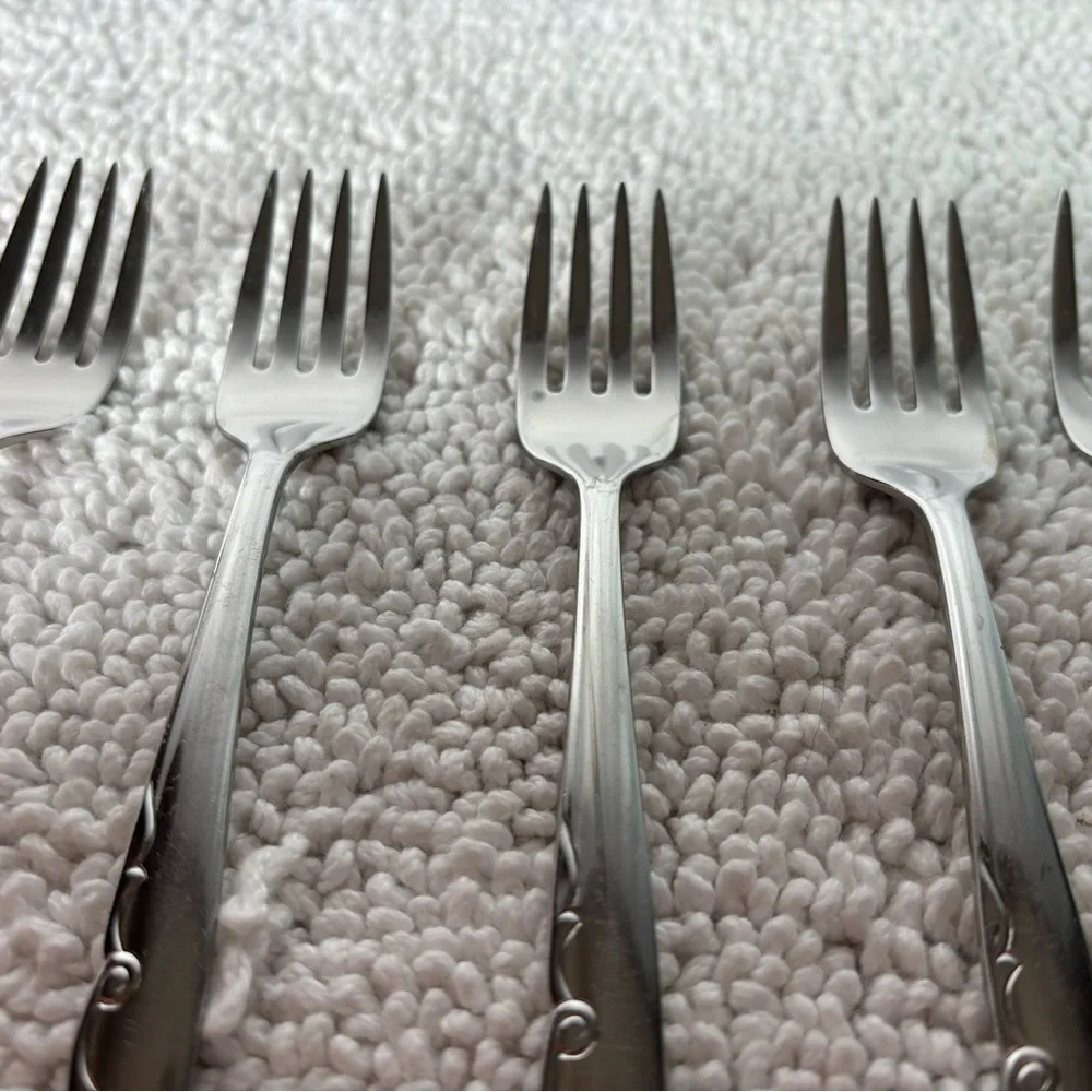 Oneida Decorators Mermaid Stainless‎ Steel Salad Forks Flatware 5pcs